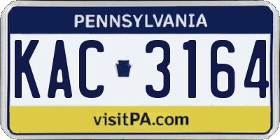 PA license plate KAC3164