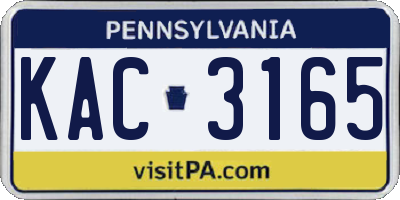 PA license plate KAC3165