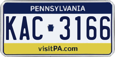 PA license plate KAC3166