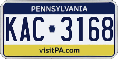 PA license plate KAC3168