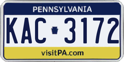PA license plate KAC3172