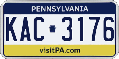 PA license plate KAC3176