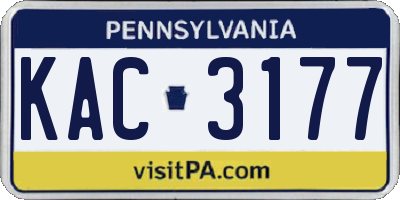 PA license plate KAC3177