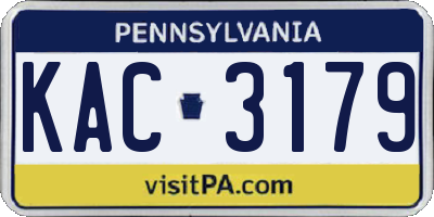 PA license plate KAC3179