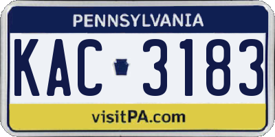 PA license plate KAC3183