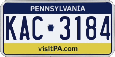 PA license plate KAC3184