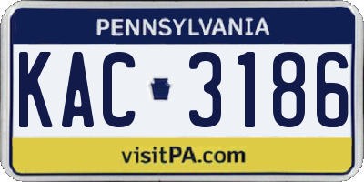 PA license plate KAC3186