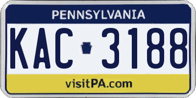 PA license plate KAC3188
