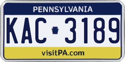 PA license plate KAC3189