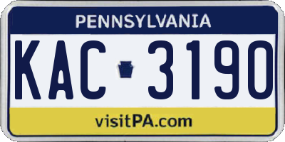 PA license plate KAC3190