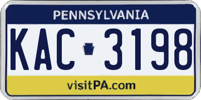 PA license plate KAC3198