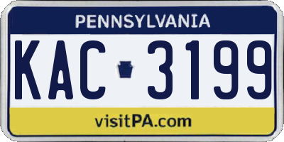 PA license plate KAC3199