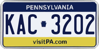 PA license plate KAC3202
