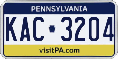 PA license plate KAC3204