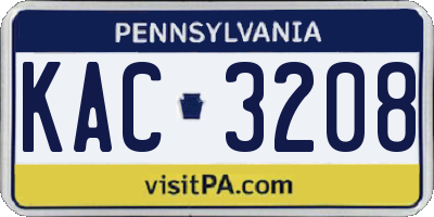 PA license plate KAC3208