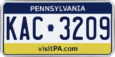 PA license plate KAC3209