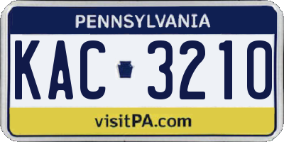 PA license plate KAC3210