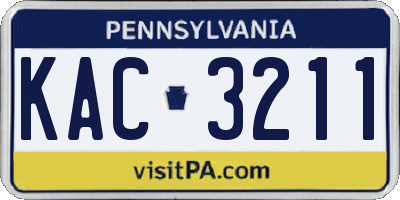 PA license plate KAC3211