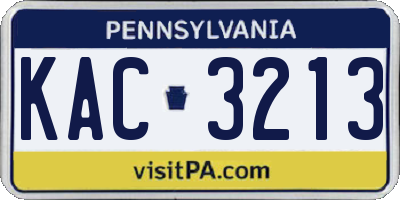 PA license plate KAC3213