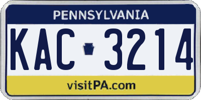 PA license plate KAC3214