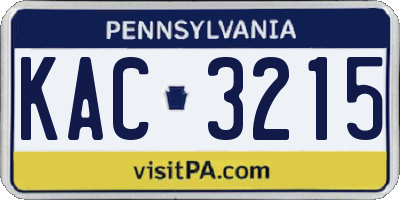 PA license plate KAC3215