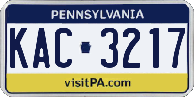 PA license plate KAC3217