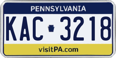 PA license plate KAC3218