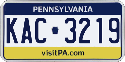 PA license plate KAC3219