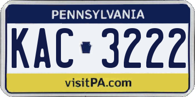PA license plate KAC3222
