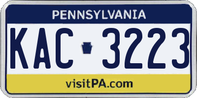 PA license plate KAC3223