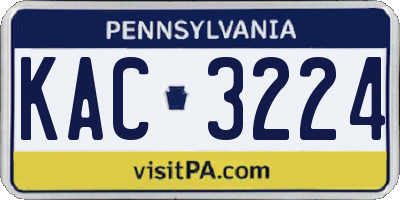 PA license plate KAC3224