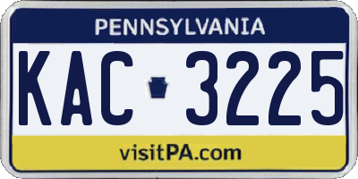 PA license plate KAC3225