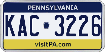 PA license plate KAC3226