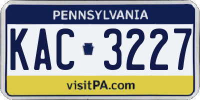 PA license plate KAC3227
