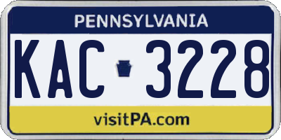 PA license plate KAC3228