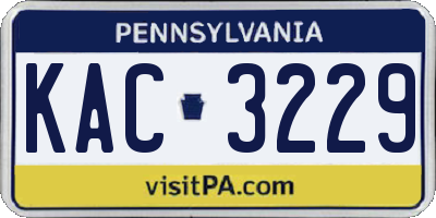 PA license plate KAC3229