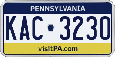 PA license plate KAC3230