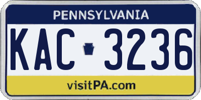 PA license plate KAC3236