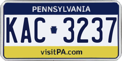 PA license plate KAC3237