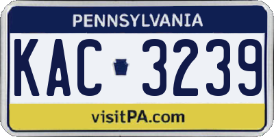 PA license plate KAC3239