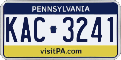 PA license plate KAC3241