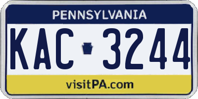 PA license plate KAC3244