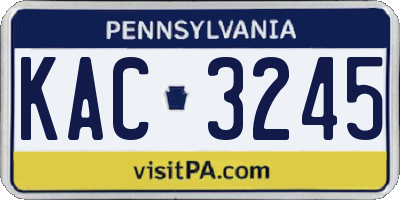 PA license plate KAC3245