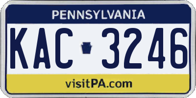 PA license plate KAC3246