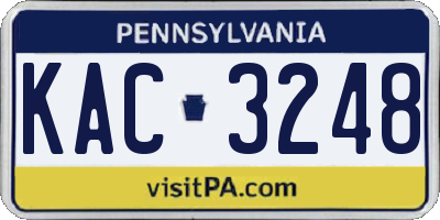 PA license plate KAC3248