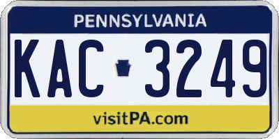 PA license plate KAC3249