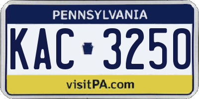 PA license plate KAC3250