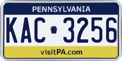 PA license plate KAC3256