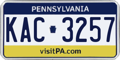 PA license plate KAC3257