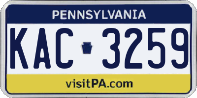 PA license plate KAC3259